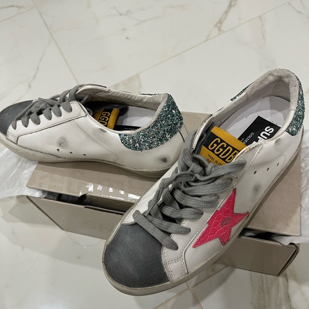 NWT- Golden Goose Women's Sneakers - White, Pink, Green